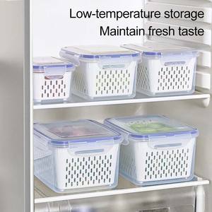Gran oferta de contenedores frescos, contenedores rectangulares, caja de almacenamiento de frutas y verduras, organizador para refrigerador, cesta de tensión de PP para alimentos - Product Image 4