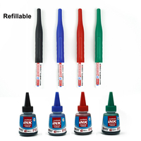 Marqueur permanent rechargeable écologique à pointe longue pour écriture en profondeur, pointes de 0,7 mm, encre multicolore pour surfaces en plastique, bois et construction