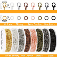 En gros, chaînes à maillons multicolores, fermoirs mousquetons et anneaux de jonction pour la création de bijoux DIY, colliers, bracelets, accessoires et breloques de sac