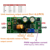 Contrôleur de pilote LED PWM réglable LD48AJTA DC 6-50V 1-3A avec potentiomètre, convertisseur abaisseur de tension DC-DC à courant constant