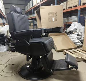 Chaise de Coiffure Professionnelle de Luxe Noir et Or Vintage avec Pompe Hydraulique Robuste et Inclinable – Offre Spéciale - Product Image 6