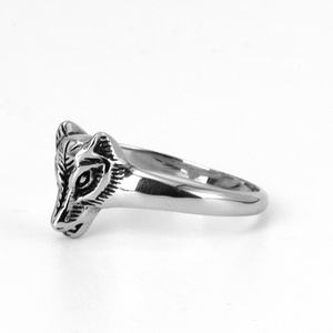 Zoryn Silver Tone Stainless Steel <b>fox</b> Head <b>Ring</b> with Intricate Texture Retro Unique Men Jewelry Ideal for Retro Fashion Styling - Product Image 1