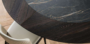 Set da Pranzo di Lusso con Tavolo Rotondo in Metallo Design Marmo per 12 Persone - Product Image 3