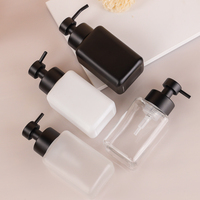 Bouteille moussante en verre carrée vide de 250ml bouteille de nettoyage du visage givrée bouteille de savon de lavage à la main de luxe avec pompe à mousse noir mat