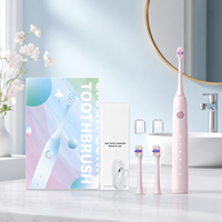 Brosse à dents sonique électrique rechargeable portable pour soins bucco-dentaires à domicile et en voyage, poils moyens, blanchiment des dents, nettoyage en profondeur