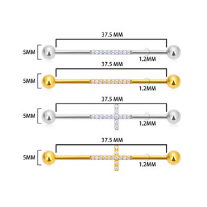 Joyería de <span class=keywords><strong>Piercing</strong></span> Corporal de Moda, Barra de Labret Triangular Desmontable de Titanio G23 ASTM F136, 14G, con Zirconia, para Oreja - Product Image 3