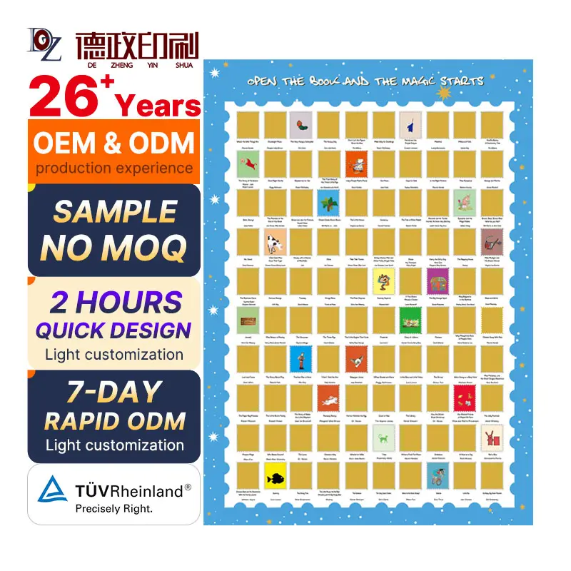 도매 사용자 정의 로고 인기있는 어린이 블루 스크래치 떨어져 100 책 한 튜브 스크래치 오프 포스터