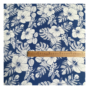 Các cửa hàng nhà máy nhiệt đới màu xanh Hibiscus thiết kế kỹ thuật số in Rayon vải giá mỗi mét cho quần áo - Product Image 2