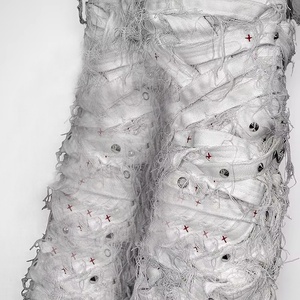 Quần Jean Nam Aeedenim kiểu Mỹ, quần baggy phối vải, quần cargo trắng nam, quần thêu chỉ dày, quần có dây lưng - Product Image 6