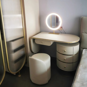 Mesa de Maquillaje Moderna de Madera Azul con Espejo LED Iluminado, 4 Cajones Grandes Ajustables para Dormitorio o Apartamento - Product Image 6