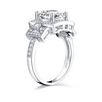 Bijoux en zircon cubique 925 en argent Sterling 2.50 CT coussin coupe Halo fiançailles femmes mariage Hallow anneaux cadeaux