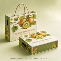 Vers geselecteerde kiwi geschenkverpakking met touwhandvat, op maat gemaakte saliegroene kartonnen fruitverpakking, groothandel