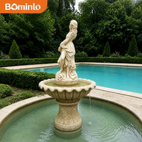 Fontaine à eau en marbre sculptée à la main, statue de femme, 3 niveaux, pour jardin extérieur, taille personnalisée pour la décoration de la cour de villa