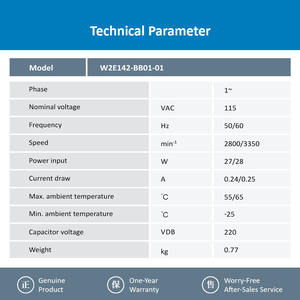 ebmpapst W2E142-BB05-01 Electric 115V AC 27/28W 0.24/0.25A 2800/3350RPM Ball Bearing <b>Metal</b> ABB Inverter Axial Cooling <b>Fan</b> 142mm - Product Image 3