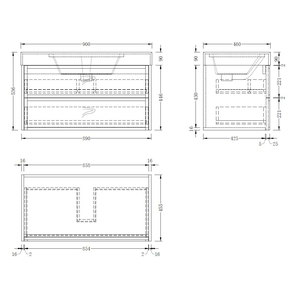 Mueble de Baño Flotante de Roble sin Tiradores, con Dos Cajones Profundos de Almacenamiento, Encimera de Cuarzo con Vetas Púrpuras Impresionantes para Baño - Product Image 5