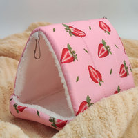 Nid d'oiseau confortable pour moineaux, en peluche douce, suspendu, imprimé hiver, 100% coton, emballé en carton, lit portable S/M/L/XL, forme triangulaire