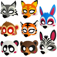 8 Masques d'Animaux en Feutre pour Enfants Renard/Lapin/Singe/Tigre/Loup/Panda/Élan/Ours Antimal Zoo Anniversaire Halloween Noël Fête