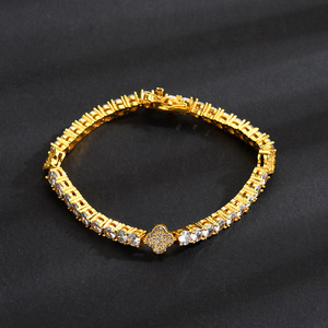 Tennis <b>Bracelet</b> Full Diamond Four Leaf Clover 18K Gold Plated <b>Copper</b> Alloy Jewelry Gift Fashion <b>Bracelet</b> - Product Image 2