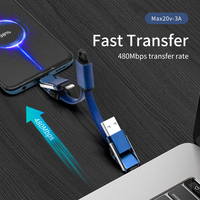 Câble de données USB 4-en-1 Type C vers Type C OEM, charge rapide PD 60W pour iPhone et fonction porte-clés, compatible ordinateur