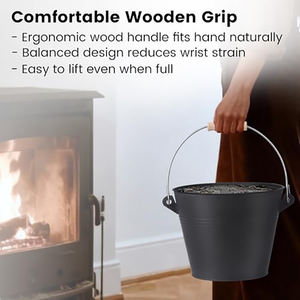 <span class=keywords><strong>Chimenea</strong></span> Metálica Moderna y Minimalista de Gran Capacidad con Pala, Escoba y Guantes - Incluye Juego de Herramientas para Recoger Cenizas Calientes - Product Image 5