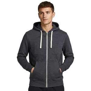 Sudadera con Capucha para Hombre B8285, Cuello Redondo, Transpirable, Manga Larga, Bordada, Tejido Sólido de Algodón/Fibra de Bambú - Product Image 1