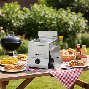 <span class=keywords><strong>Friteuse</strong></span> à <span class=keywords><strong>gaz</strong></span> commerciale un réservoir <span class=keywords><strong>8L</strong></span> en acier inoxydable 1600W + GPL/GNL - Product Image 3