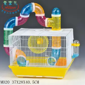 M020 Cage pour petits animaux de compagnie pour hamster, cage pour hamster à tunnel de luxe à deux niveaux