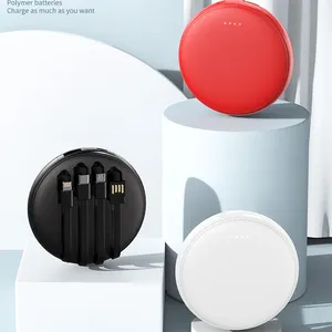 Neues Produkt YM349 Support Benutzer definiertes Logo Mini Power Bank 15000mAh Runde Power Bank mit 4 Kabeln