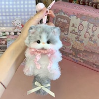 Shenzhen fabricant de jouets en peluche vente en gros personnalisé bonheur anniversaire jouet en peluche chat sac breloque accessoire porte-clés en peluche
