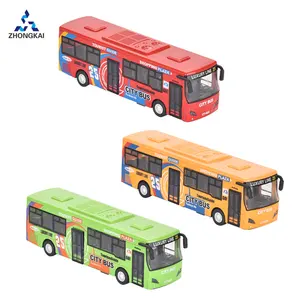 Grosir bus anak laki-laki-Kendaraan Mainan Logam Campuran Kualitas Tinggi 1:32 Tarik Ke Belakang Lampu dan Musik Aloi Bus Kota Mini