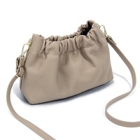 Tas Selempang Kulit Asli Wanita Musim Gugur/Dingin Kapasitas Besar Model Lipit, Tas Bahu Mewah dan Elegan
