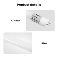Tube lumineux en verre LED TCL 2 pieds T8 SMD2835 30W 120lm/W 6500K Ra80 Économe en énergie pour usage commercial intérieur