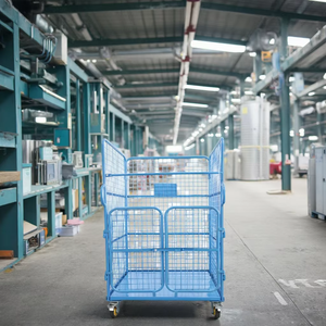 Contenitore a Rotelle per Lavanderia Resistente in Acciaio Zincato Pieghevole Carrello Logistico Personalizzato per Stoccaggio Merci - Product Image 6