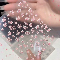 Autocollants pour ongles à motifs floraux roses et blancs, décorations de fleurs de cerisier, autocollants pour ongles auto-adhésifs pour femmes, décoration d'ongles