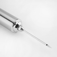 Outil de cuisson polyvalent en acier inoxydable avec 3 aiguilles Aiguille en silicone pour la dinde Injecteur de marinade en métal