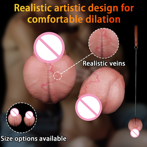Dildo en silicone liquide en forme d'œuf, plug anal avec chaîne de traction en acier inoxydable, masseur de prostate, stimulation vaginale pour femmes et hommes - Product Image 1