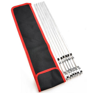 10 pièces/ensemble brochettes de barbecue en acier inoxydable larges bâtons 16.5 pouces de longue longueur ensemble de brochettes en métal plat ensemble d'outils de barbecue réutilisables - Product Image 1