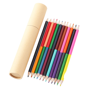 Özel Logo okul kırtasiye yüksek kaliteli ahşap altıgen çift uçlu olmayan çözünür renkli kalemler yaratıcı çizim - Product Image 1