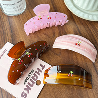 Pinces à cheveux en acétate cerise douce avec strass, Pinzas Para El Cabello, Haarspangen cerise ambre délicat