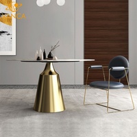 Nuevos diseños Mesa de comedor redonda con Centro giratorio Mesa de mármol Estilo moderno para comedor Cocina Uso de hotel al aire libre