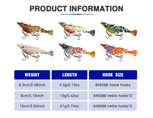 Hundimiento Multi-Sección Camarón 3D Luye Bait Cuco Segmentado Fibra Cola En Caja Mandarín Pescado Mero Abeja Cebo - Product Image 4