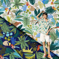 Hawaiian Beach Style Orange Floral Printing 100% Cotton Fabric for Shirt