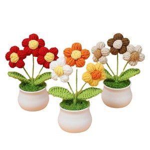 Vasos de simulação artificiais para decoração, flores artificiais de flores, fio de lã e 3 cabeças, flor de malha de tecido e flores eternas - Product Image 5