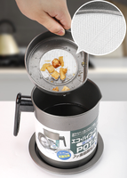 Passoire à huile de cuisson en maille métallique, récipient de stockage de Pot de filtre à huile de cuisine en acier inoxydable