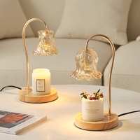 Lampe chauffe-bougies en bois romantique avec veilleuse Minuterie de brûleur de fonte de cire électrique pour chauffer la cire de fonte de cire de verre