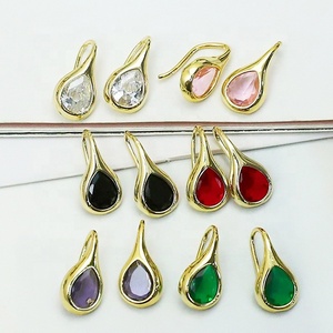 ต่างหูคริสตัลเพทายหลากสี ดีไซน์เรียบหรู ทรงกลม สำหรับผู้หญิง - Product Image 2