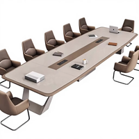 Nouvelle table de conférence en peinture laquée, 10 places, oblongue, pieds en métal et bambou, style moderne minimaliste, pour bureau commercial et salle de réunion