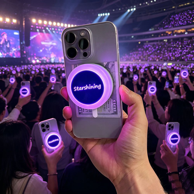 Starshining OEM ODM Official Kpop Idol Customized LOGO DMX Control Magnet Phone Holder RGB LED Light Tok Stick for Concerts