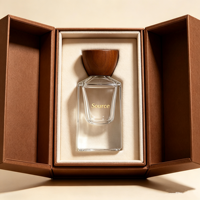 Flacon de parfum transparent vide de haute qualité personnalisé 50 ml avec boîte, flacon en verre de luxe 30 ml 100 ml pour vaporisateur de parfum avec bouchon en bois