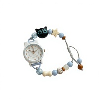 Montre à Quartz Analogique en Alliage avec Charme Chat Mignon pour Filles, Bracelet Cordon Réglable, Cadeau Tendance Chat de Dessin Animé, Vente en Gros